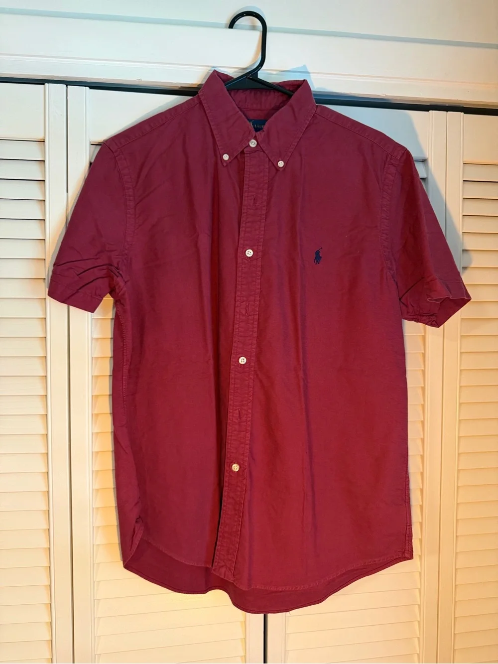 Polo by Ralph Lauren Short-Sleeve Button-Down Shirt in Burgundy with Navy Pony